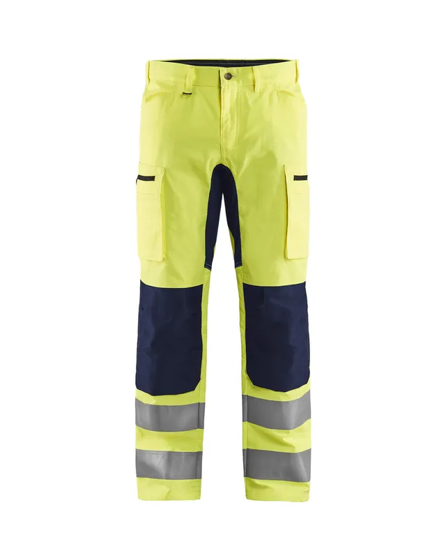 bl-kl-der-1585-arbeitshose-stretch-high-vis-gelb-marineblau-d116 image 1