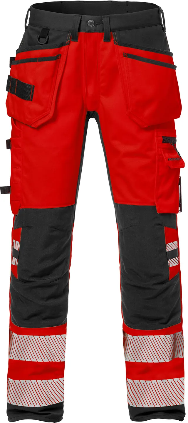 fristads-kansas-2707-plu-warnschutzhose-stretch-rot-schwarz-c60-klasse-2 image 1