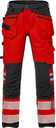 fristads-kansas-2707-plu-warnschutzhose-stretch-rot-schwarz-c60-klasse-2 image 2