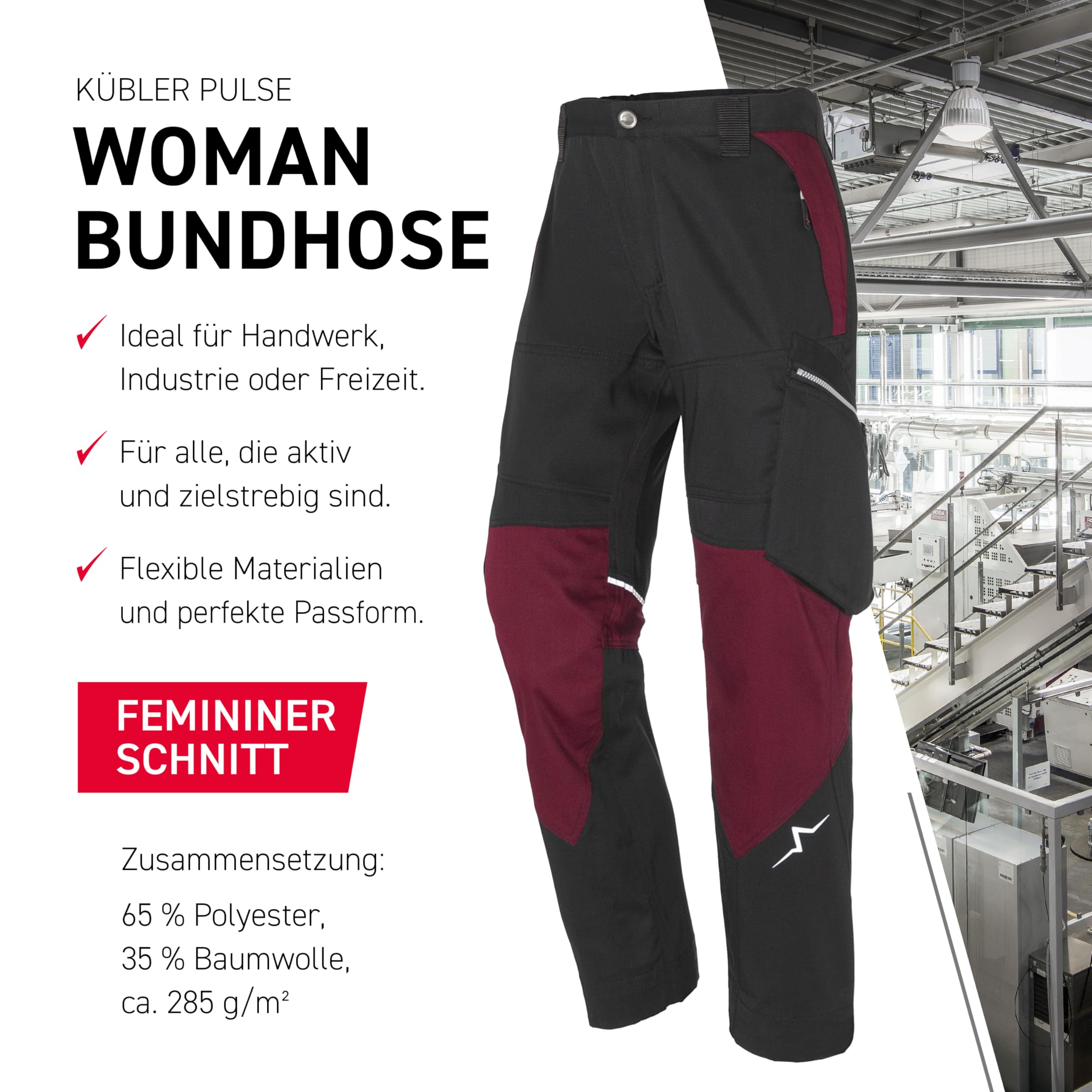 k-bler-pulse-woman-bundhose-schwarz-bordeaux-gr-e-40-damen-arbeitshose image 4