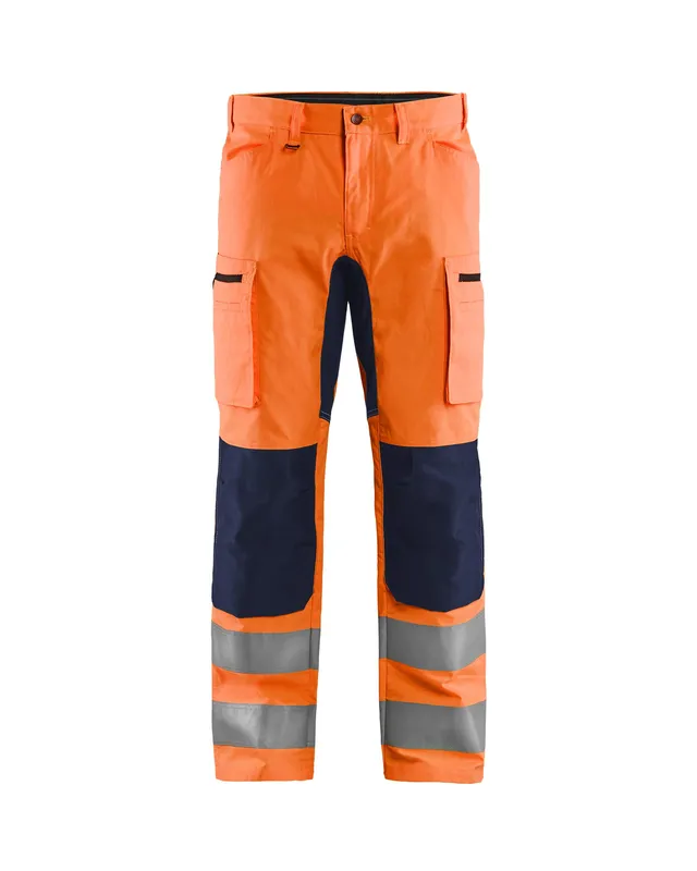 bl-kl-der-1585-arbeitshose-stretch-high-vis-orange-marineblau-d112 image 1