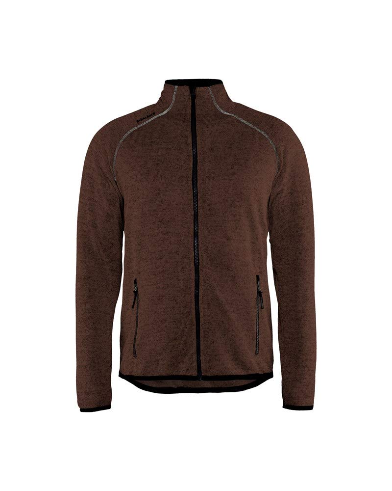 bl-kl-der-strickjacke-braun-schwarz-fleece-jacke-mit-rei-verschluss-gr-e-xs image 1