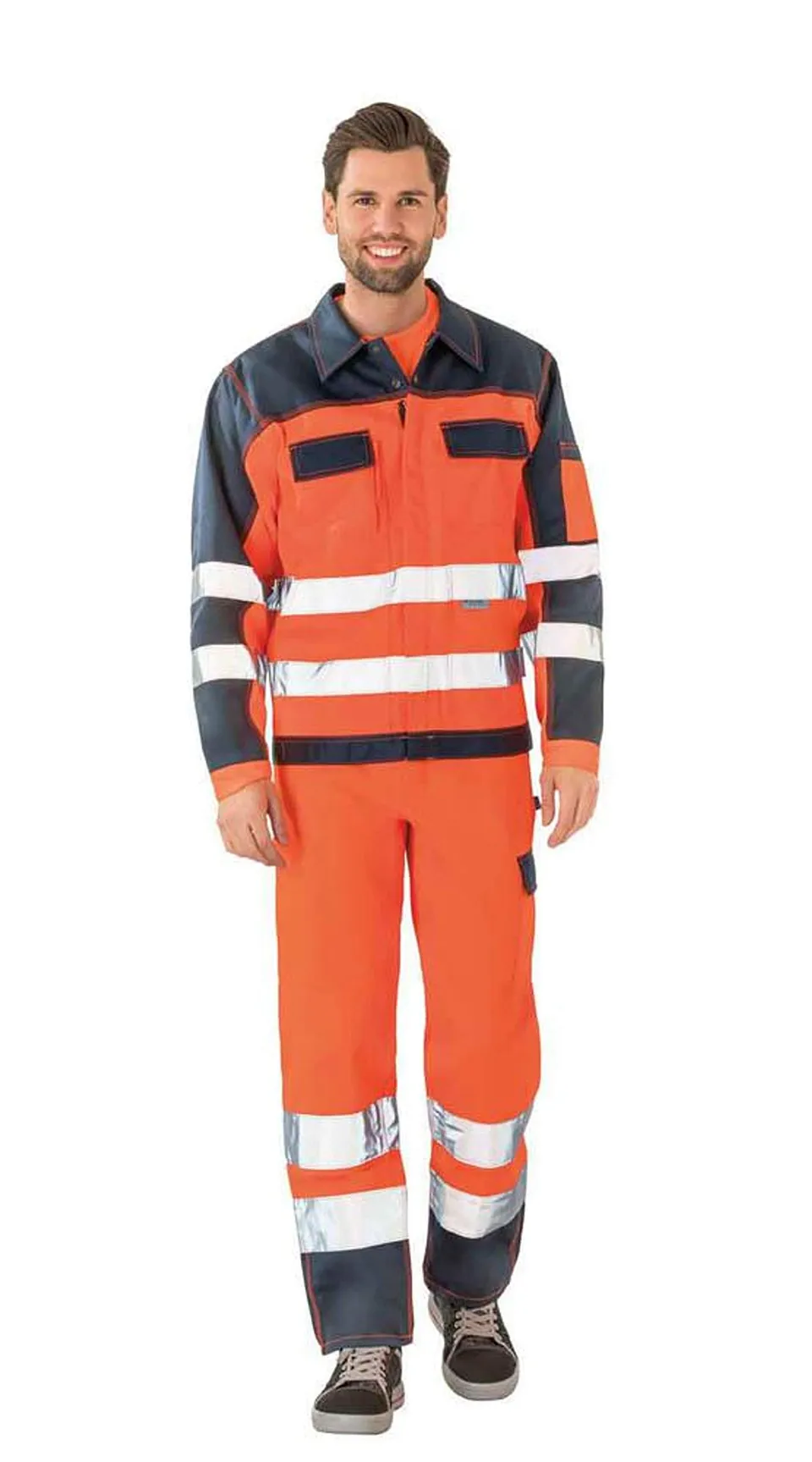 planam-warnschutz-bundjacke-unisex-orange-marine-gr-e-52 image 1