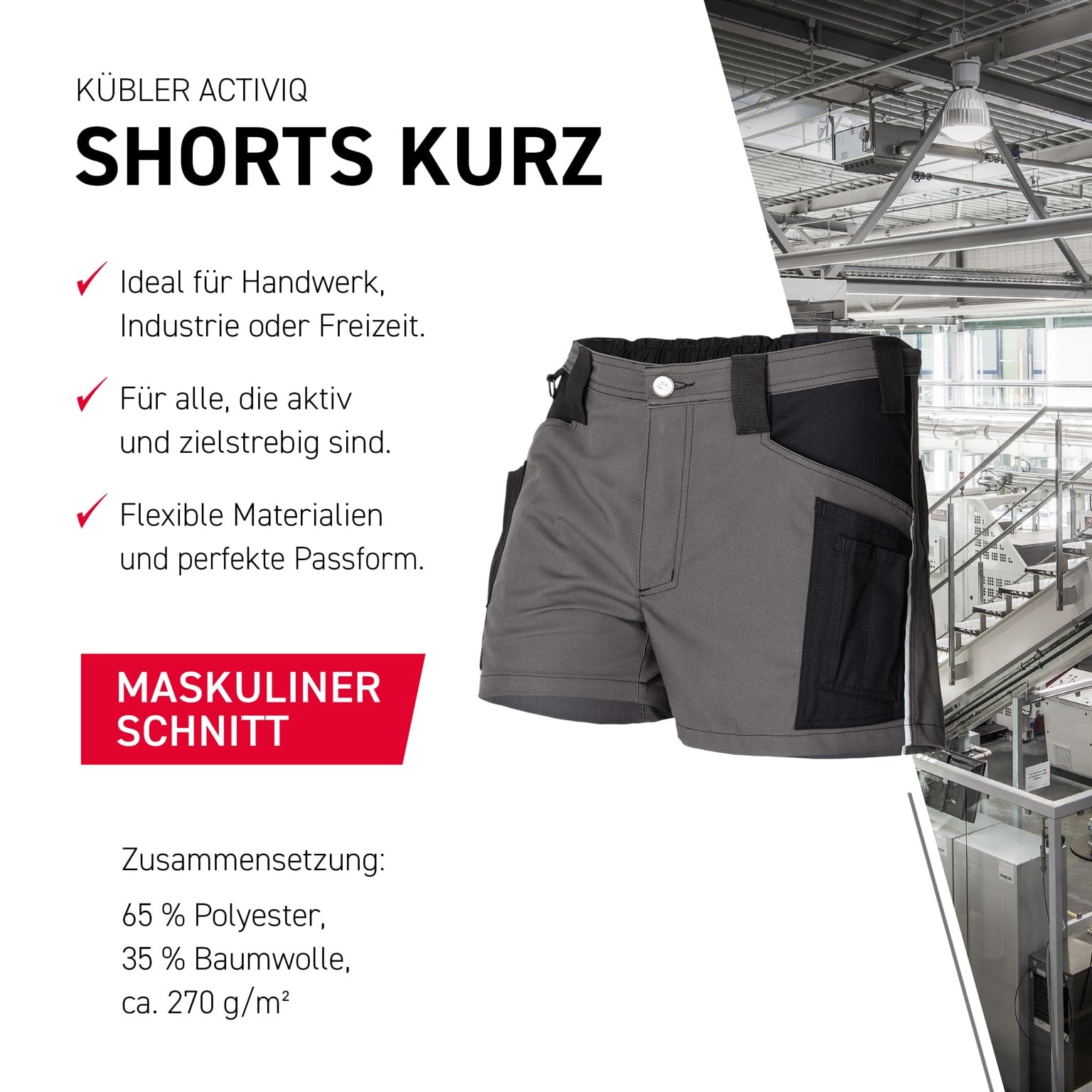 k-bler-activiq-2050-arbeitsshorts-kurz-anthrazit-schwarz-gr-50 image 3