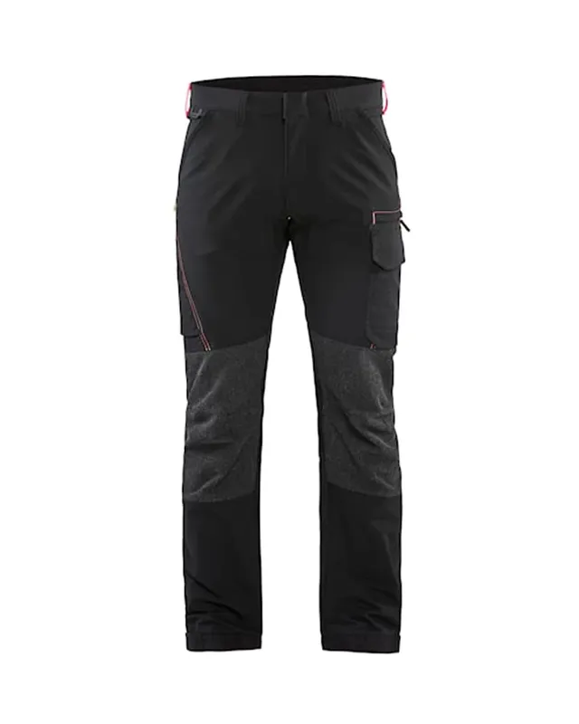 bl-kl-der-1422-4-wege-stretch-service-arbeitshose-schwarz-rot-d100 image 1