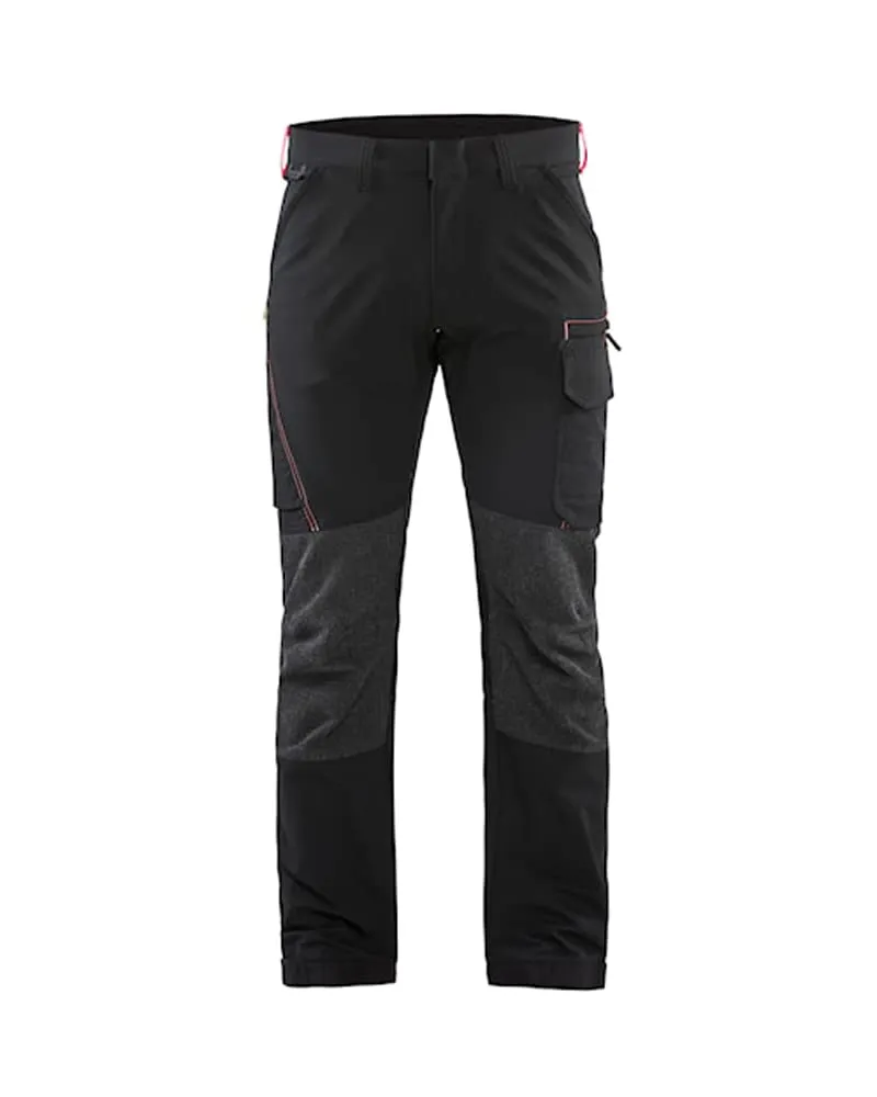 bl-kl-der-1422-4-wege-stretch-service-arbeitshose-schwarz-rot-d100 image 1