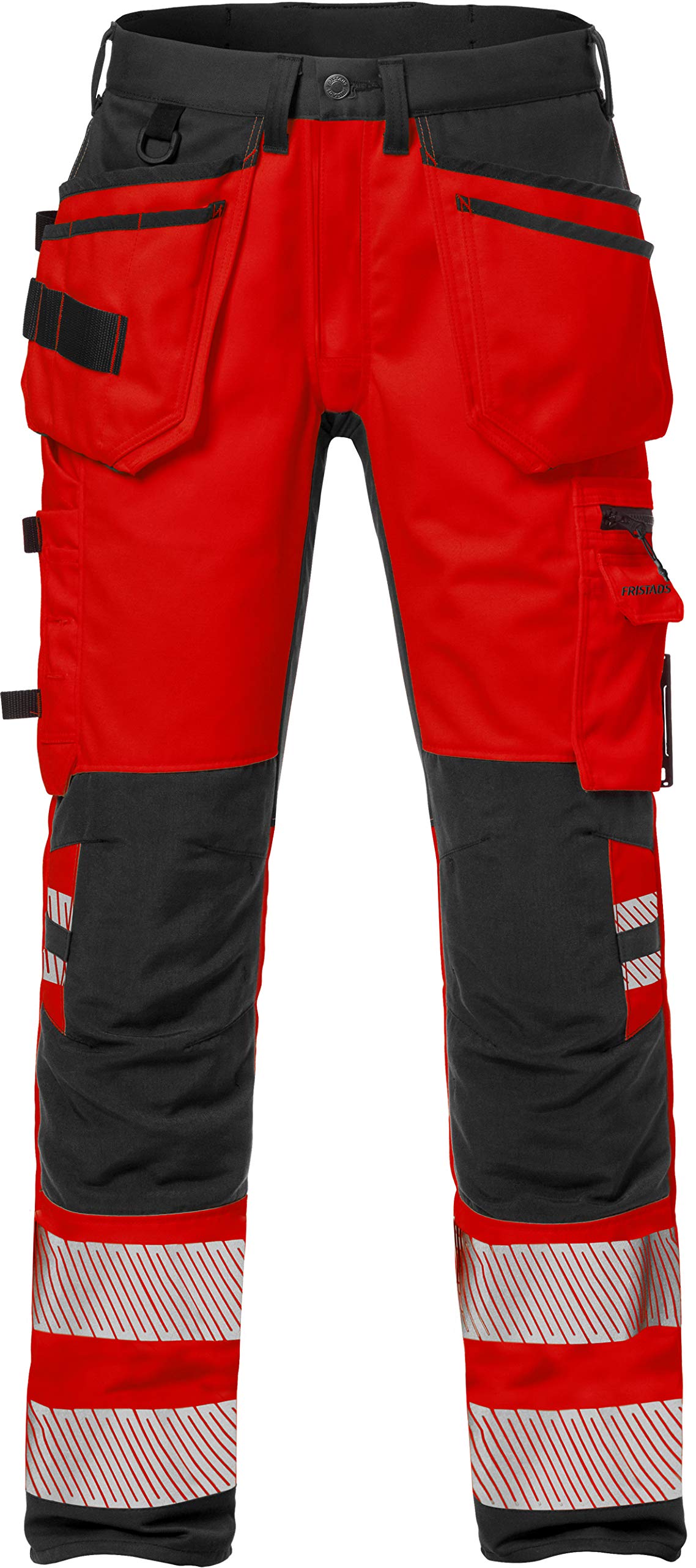 fristads-kansas-2707-plu-warnschutzhose-stretch-rot-schwarz-c60-klasse-2 image 1